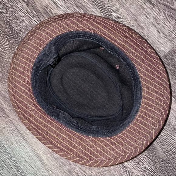 🔥 3 for $15 🔥 Brown and beige pinstripe fedora M/L - Picture 6 of 9